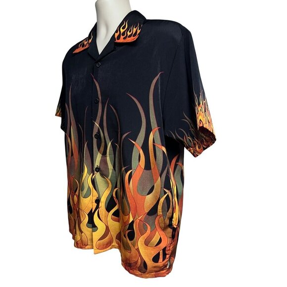 Dragonfly Black Vintage Graphic Flames Retro Rockabilly Button Up Shirt Small - Picture 3 of 10